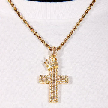 Iced Crown Cross Pendant ZUU KING